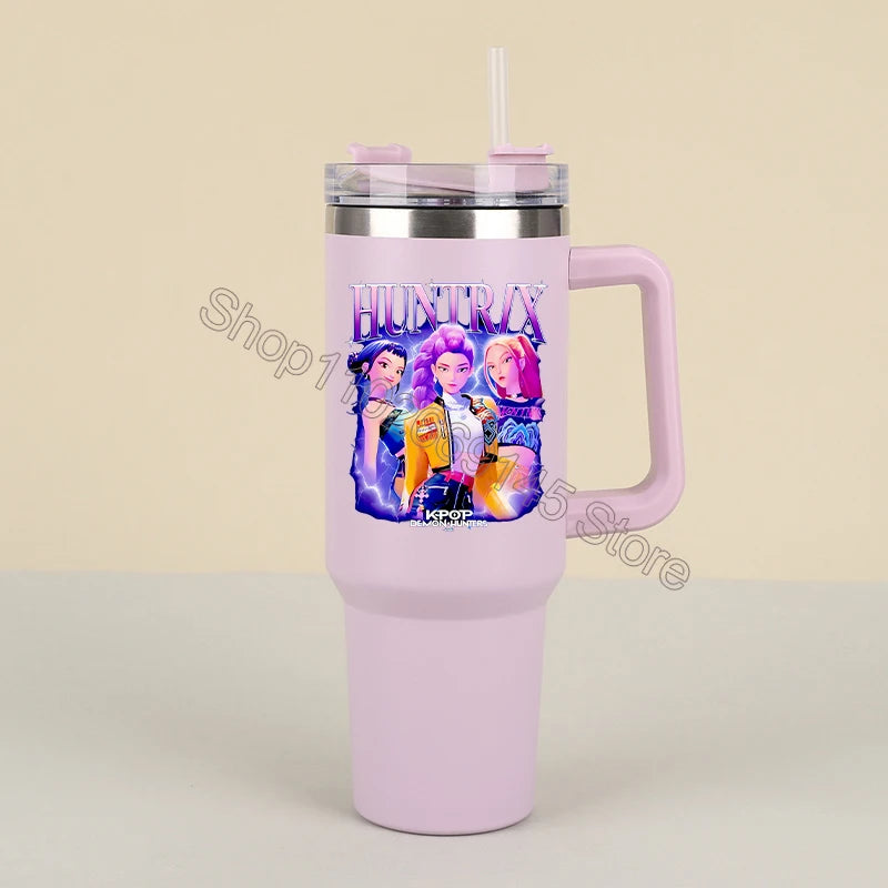 New K Pop Demon Hunters Water Bottles Kawaii Cartoon Water Bottle Girls Large Capacity with Handles Water Cup Birthday Gifts - YourGiftIdeasUK