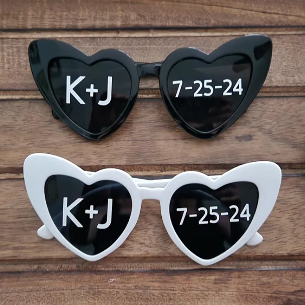 10Pcs Personalized Heart Shape Sunglasses Bridesmaid Gift Custom Bride To Be Sunglasses for Wedding Bachelorette Party Favors