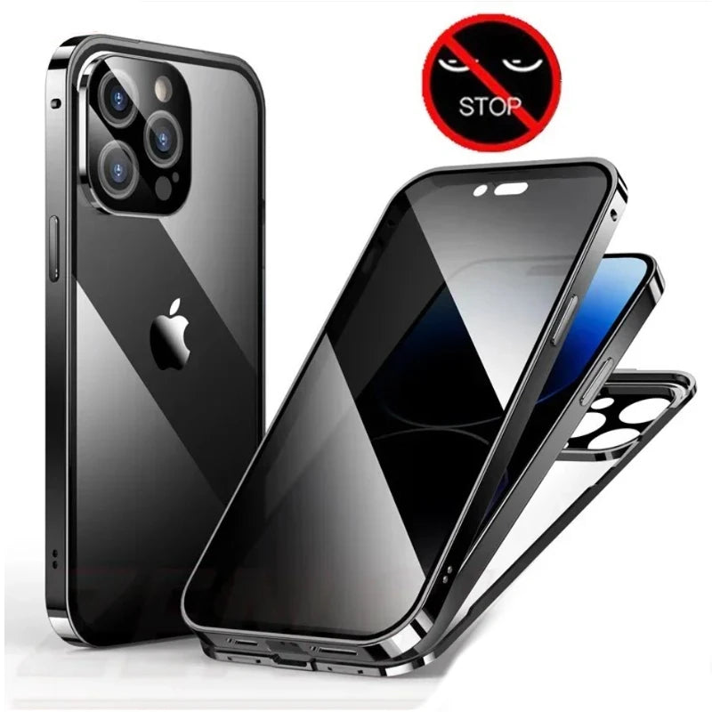 Anti Peeping Metal Phone Case For Samsung Galaxy S25 S24 S23 S22 Ultra Plus 360 Degree Privacy Protection Magnetic Phone Cover