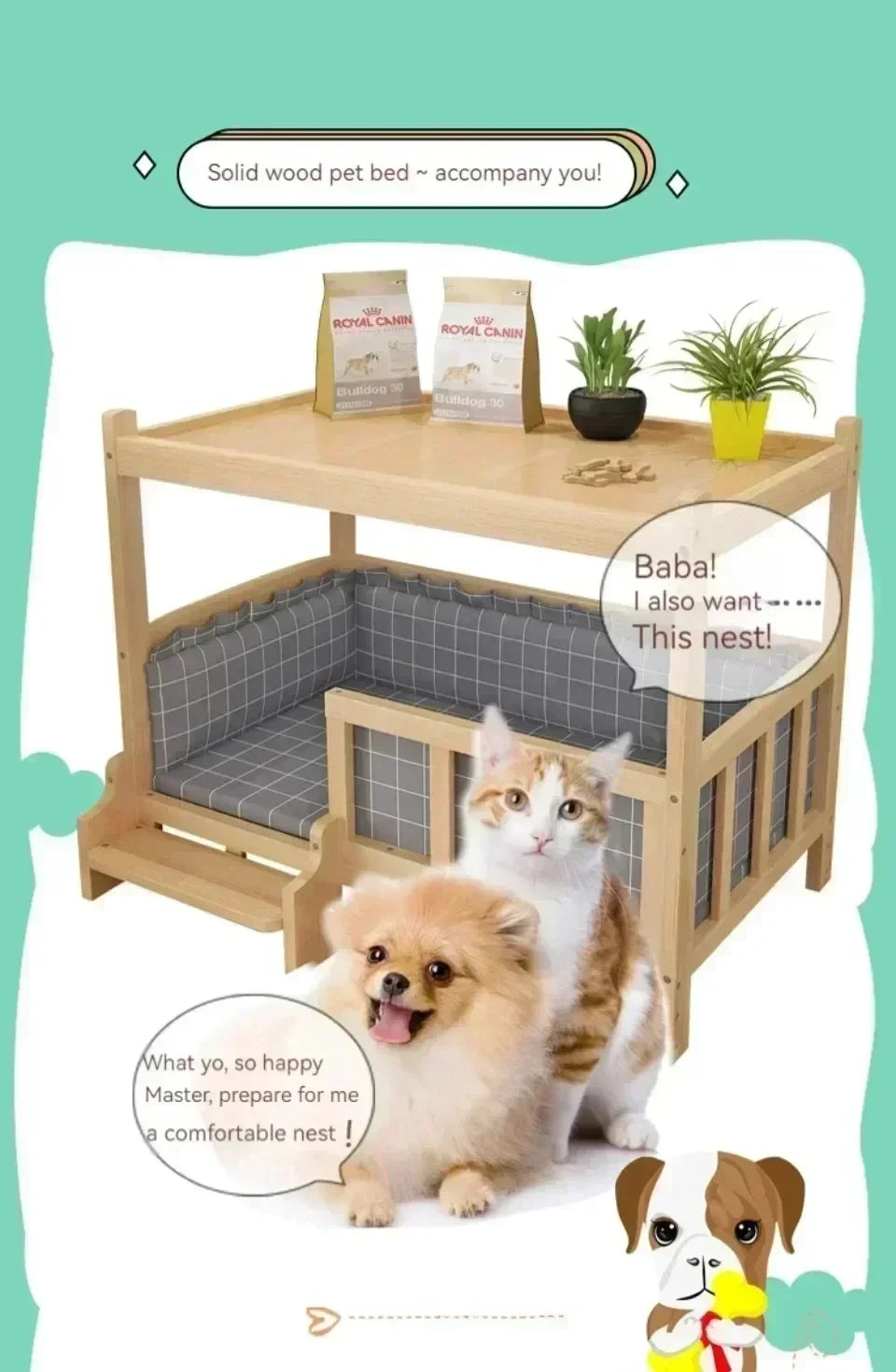 Simplicity Wooden Dog Bed Can Be Used As Bedside Table - YourGiftIdeasUK
