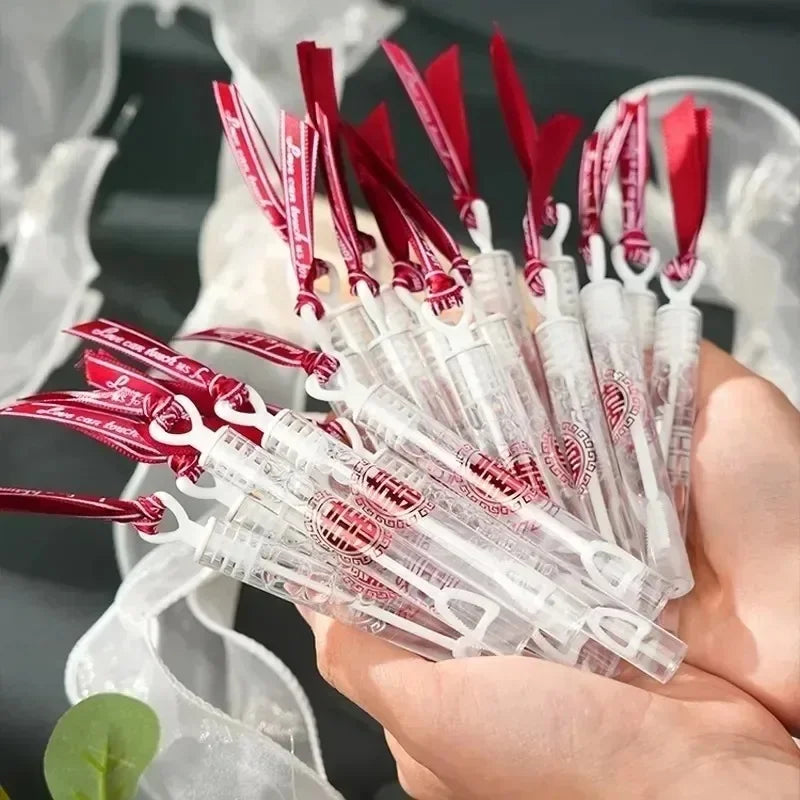 100/10pcs Love Heart Wand Tube Clear Empty Bubbles Soap Bottles with Heart Handle Wedding Gifts for Guests Party Decor Kids Toys