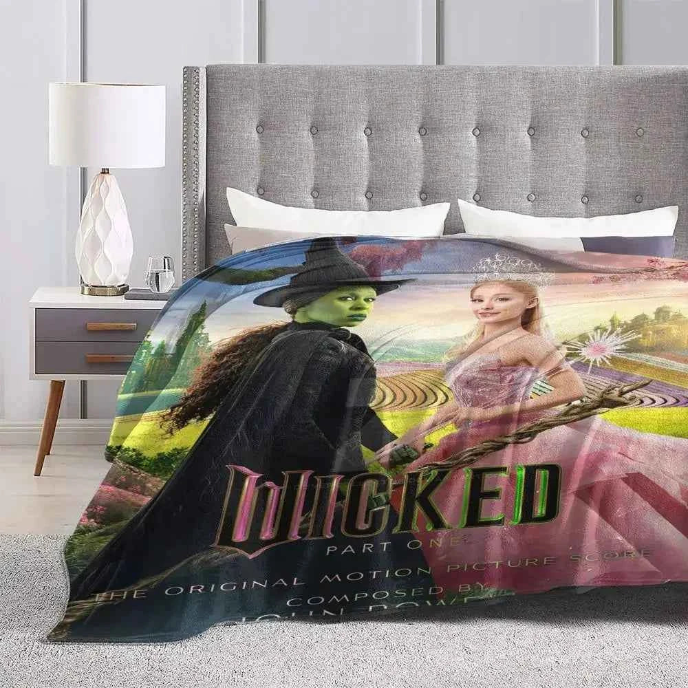 Soft Blanket Travel Wicked Elphaba & Glinda Tonal Throw Blanket Magic Movie Flannel Bedspread For Bedroom Aesthetic Bed Cover