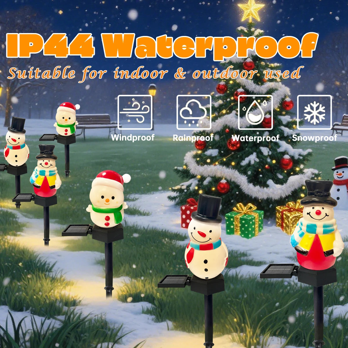 1pc Christmas Cute Snowman Shape Pathway Lights Solar LED Waterproof Walkway Landscape Light For Home Garden Winter Yard Decor - YourGiftIdeasUK