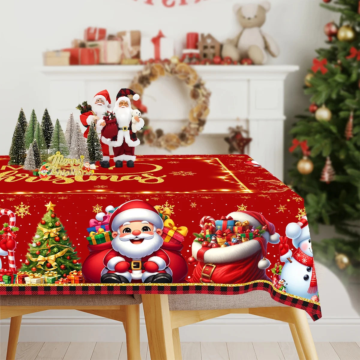 Christmas Tablecloth Christmas Party Decoration 2025 Xmas Table Decor Santa Claus Table Cover Navidad Natal New Year Gift 2026 - YourGiftIdeasUK