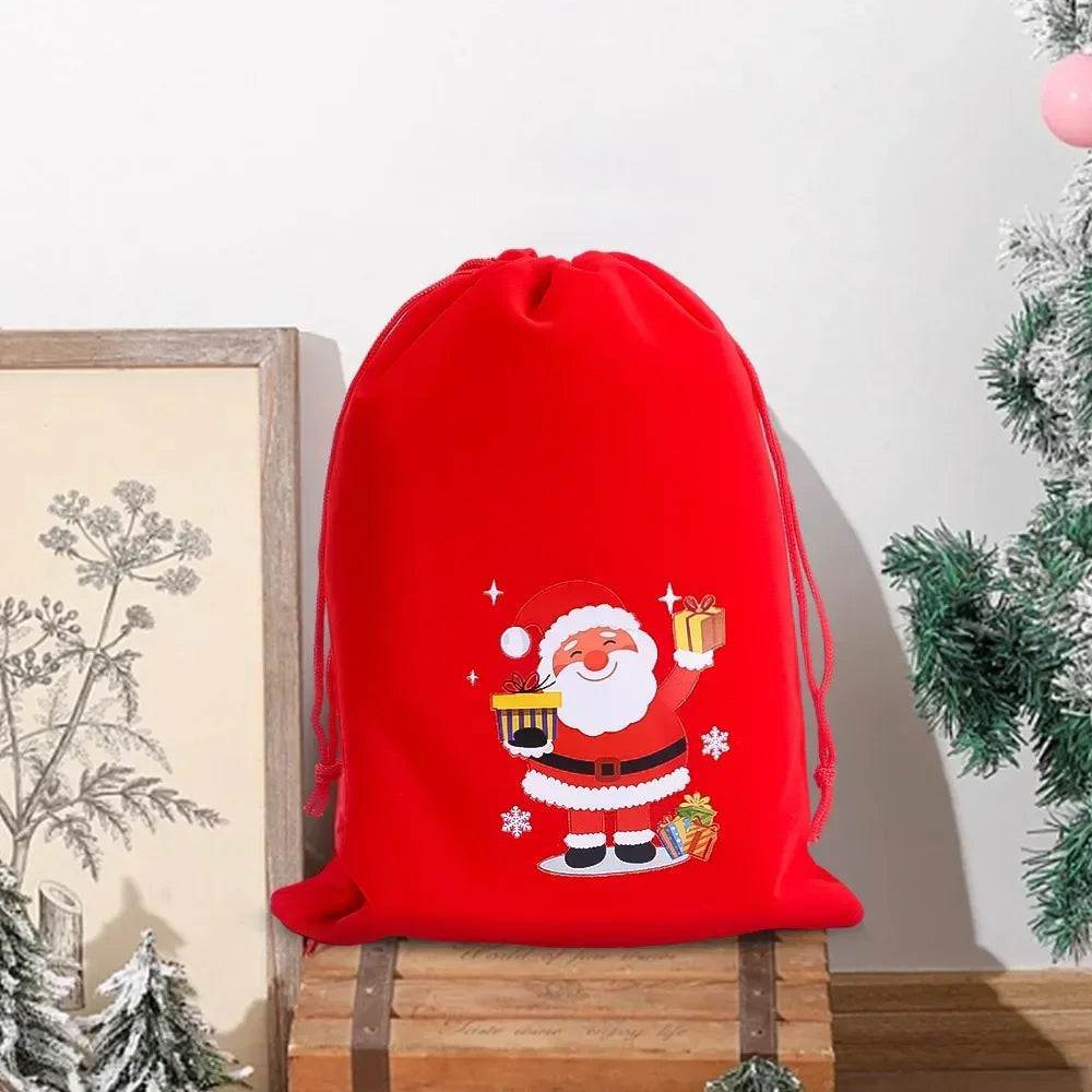 10/1pcs Merry Christmas Velvet Bags Candy Snack Drawstring Pouch Wrapping Bag Xmas Gifts Bracelet Jewelry Packaging Storage Bags - YourGiftIdeasUK