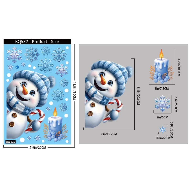 Merry Christmas Stickers Christmas Decoration 2025 Cartoon Snowman Santa Xmas Tree Claus Window Glass Door Wall Stickers Gifts - YourGiftIdeasUK