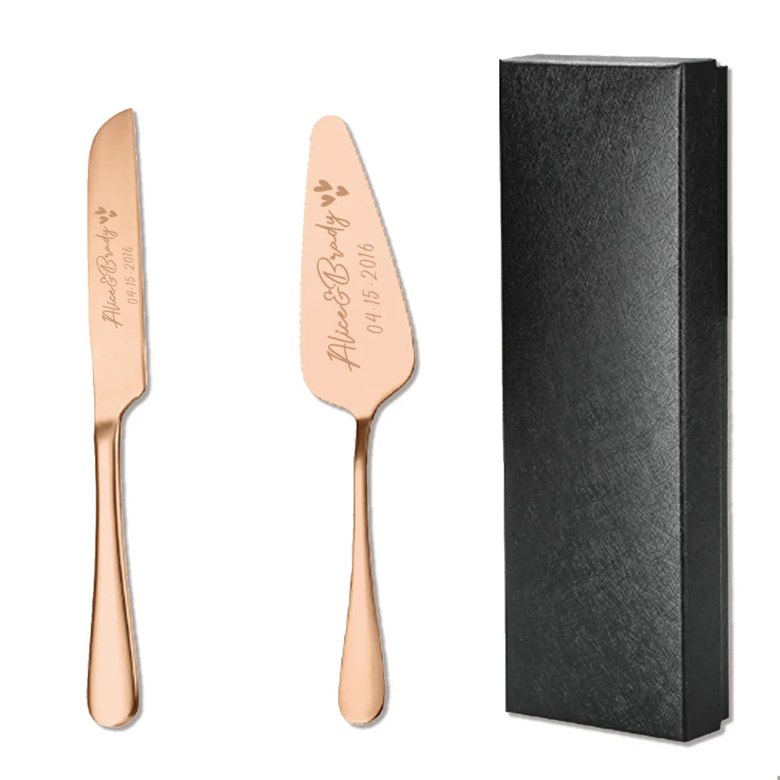 2pc custom engraved stainless steel cake knife set gift box, suitable for weddings, birthdays, all kinds of parties