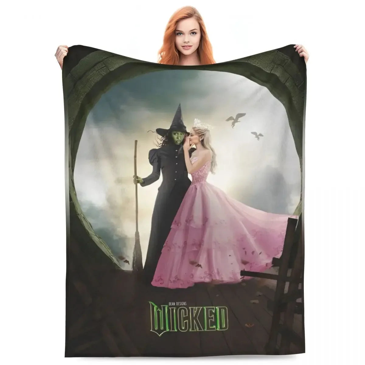 Soft Blanket Travel Wicked Elphaba & Glinda Tonal Throw Blanket Magic Movie Flannel Bedspread For Bedroom Aesthetic Bed Cover - YourGiftIdeasUK