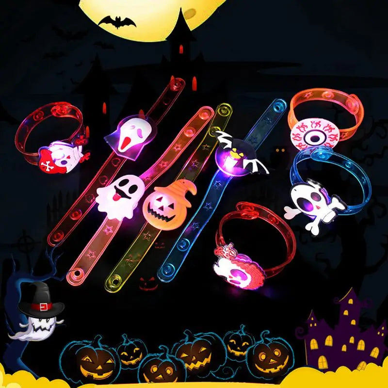 5-10-20PCS Glowing Pumpkin Ghost Bracelet Rings Kids - YourGiftIdeasUK