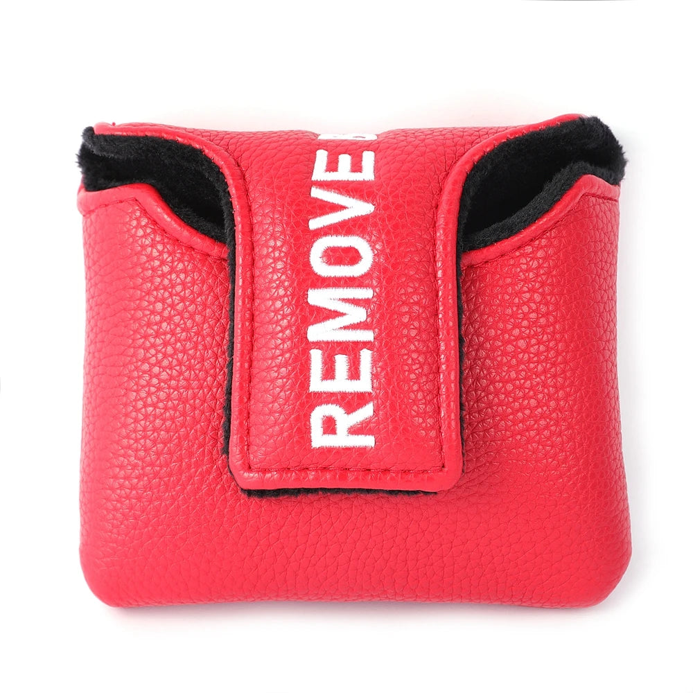 Red Remove Before Flight Synthetic Leather Golf Headcover Square Large Mallet Blade Putter Headcover 460CC Driver covers