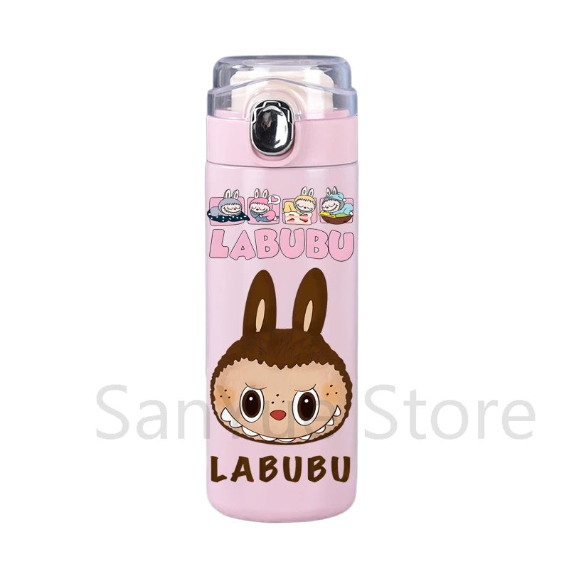400Ml Water Bottle Cartoon Printed Thermos Cup Pocket Stainless Steel Thermal Coffee Mug Vacuum Insulated Flask Cup Kid Gift