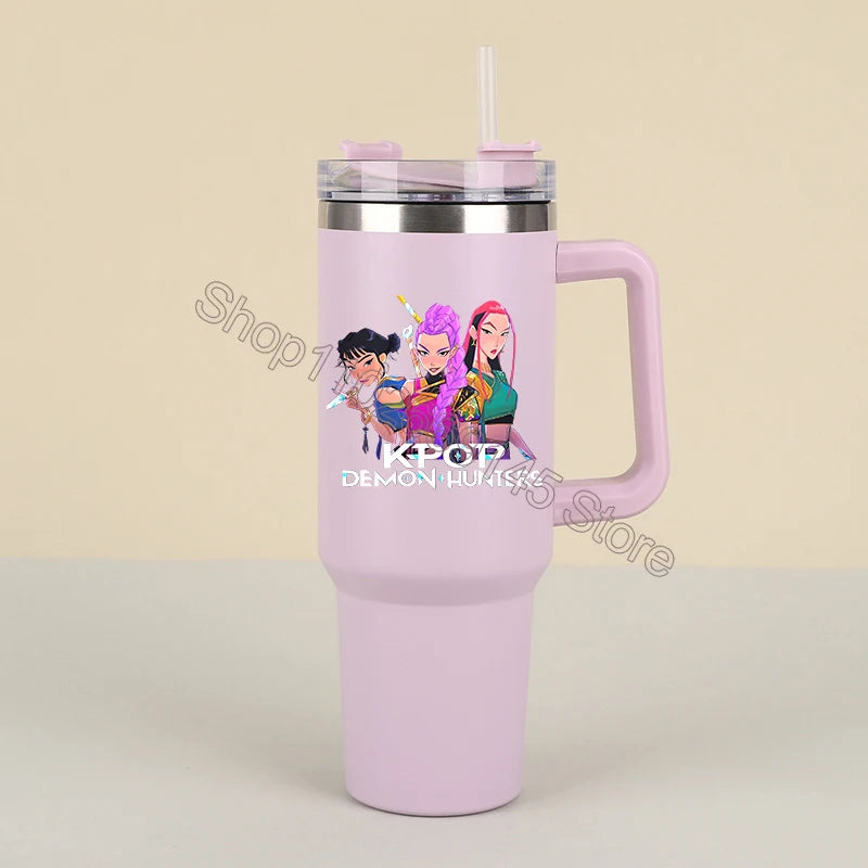 New K Pop Demon Hunters Water Bottles Kawaii Cartoon Water Bottle Girls Large Capacity with Handles Water Cup Birthday Gifts - YourGiftIdeasUK