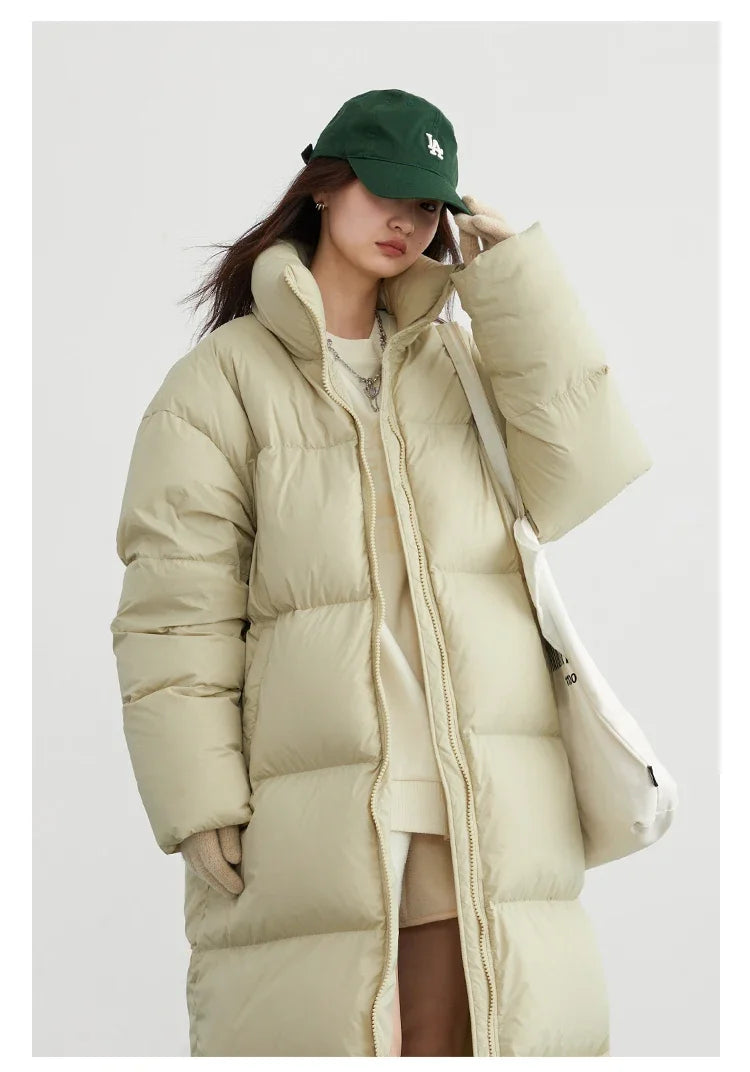 CHIC VEN Women Down Coats New Long Thick Warm Down Jackets Overcoat White Duck Down Loose Casual Jacket Autumn Winter 2023