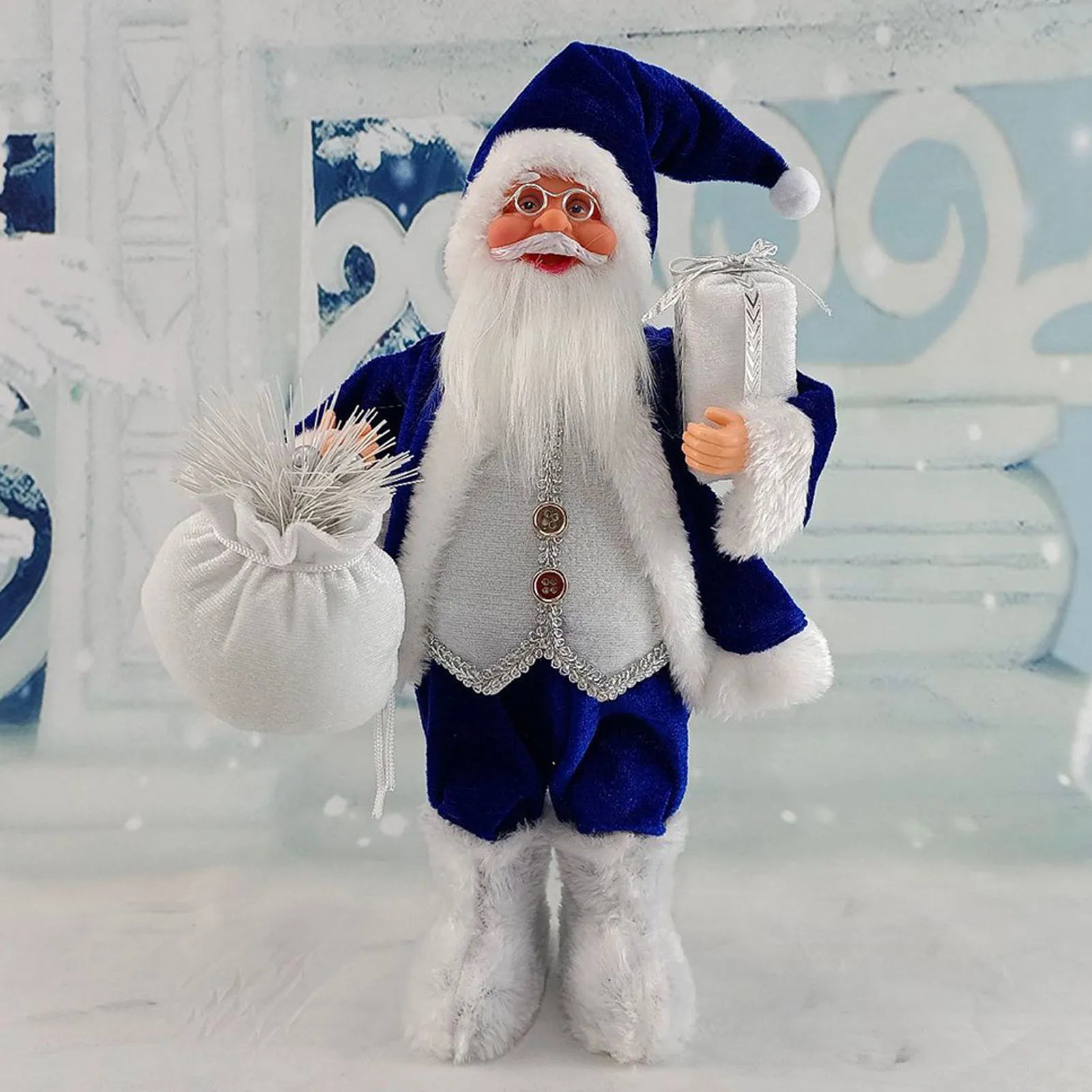 Christmas Sitting Standing Santa Claus Figurines Doll Cute 12inch Xmas Tree Party Ornament Table Office Fireplace Home Decor - YourGiftIdeasUK