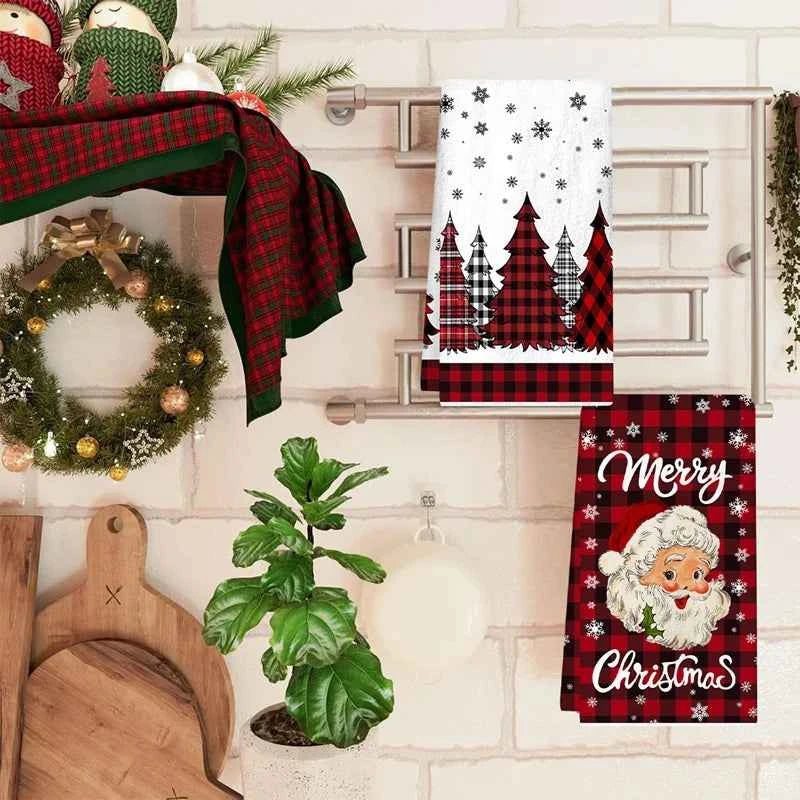 2pcs Christmas Kitchen Towels Merry Christmas Party Decoration 2025 Xmas Santa Claus Dish Towel Navidad Natal New Year Gift 2026
