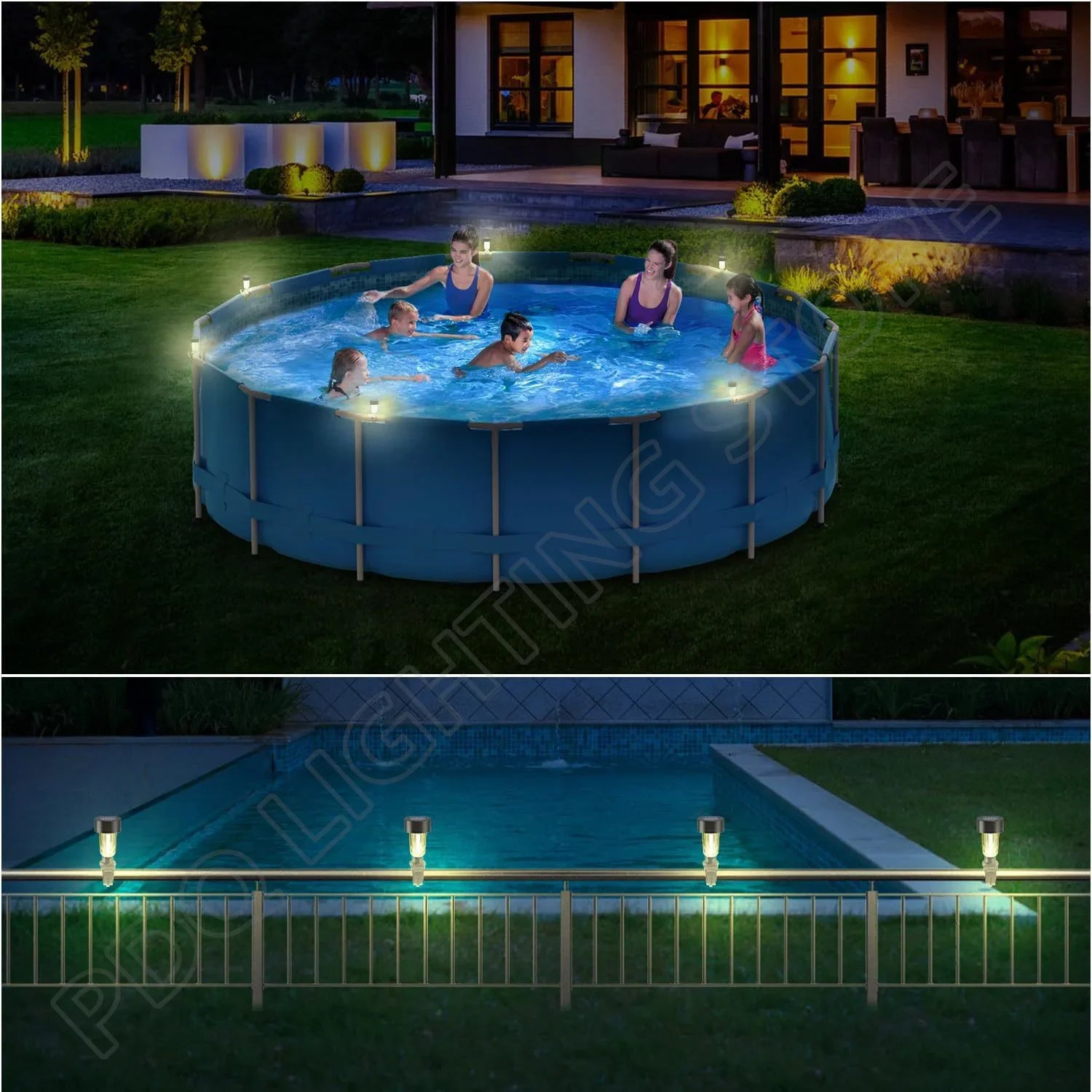 1/2/4/6/8/10PCS Solar Pool Light Frame on the ground for swimming pool outdoor pool fence decorative accessories Waterproof LED