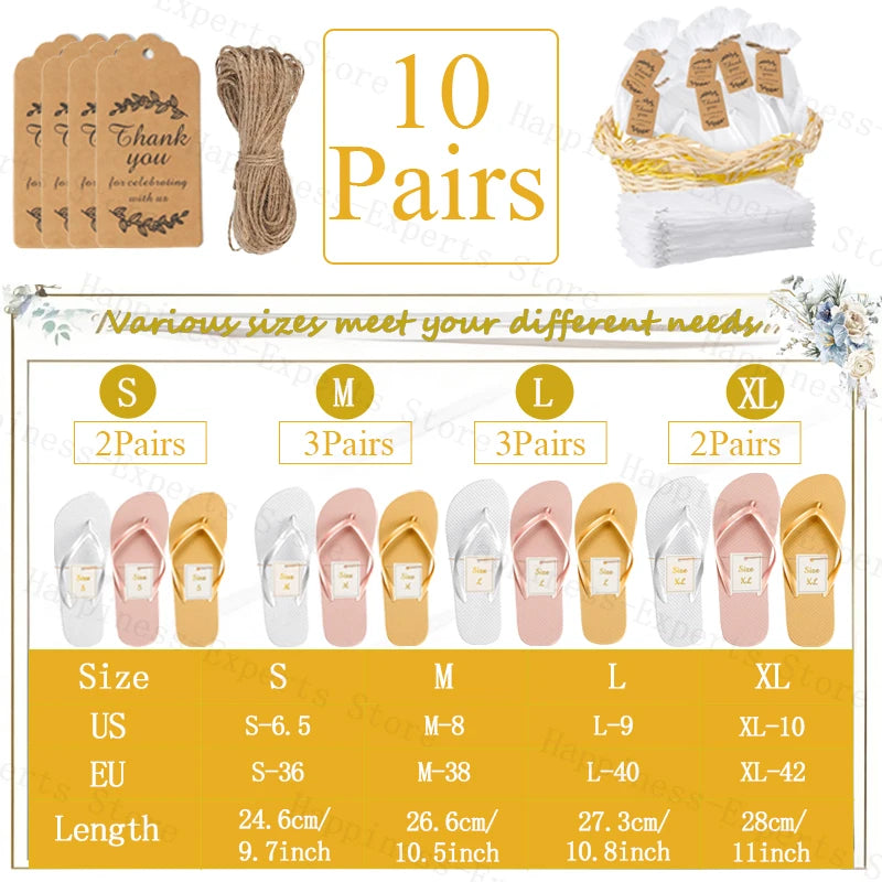 10-72Pairs Flip Flops for Wedding Guests Sandals Slippers with Cards  Bags Woman Men Wedding Favors Hen Beach Pool Party