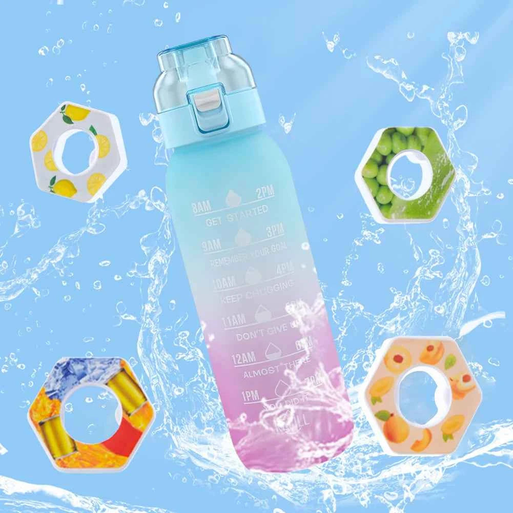 1000ML Fragrance Smelling Water Bottle with 1/7 Flavor Pod Air Water Up Bottle Scented Drinking Cup for Travel Climbing Hiking
