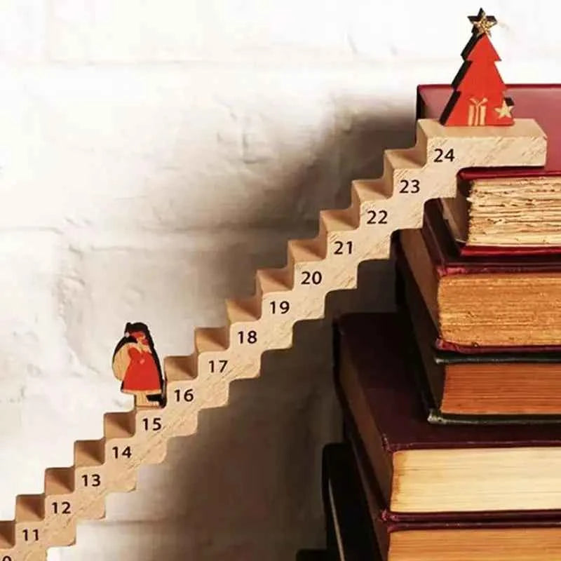 Santa Claus Countdown Calendar Wood Stairs Climbing Santa Christmas Advent Calendar Creative Wooden Xmas Countdown Decorations