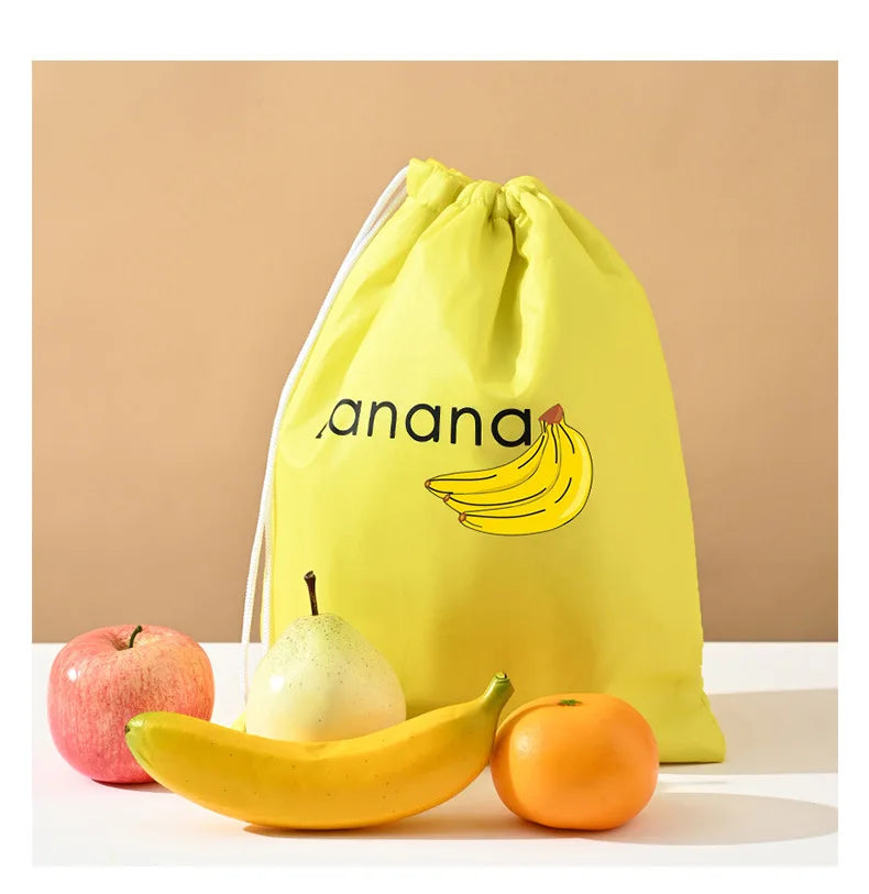 1/2/3/5Pcs Durable Yellow Banana Storage Bags Insulated Fruit Vegetable Fresh-keep Bundle Pocket Drawstring Banana Preserve Bag.