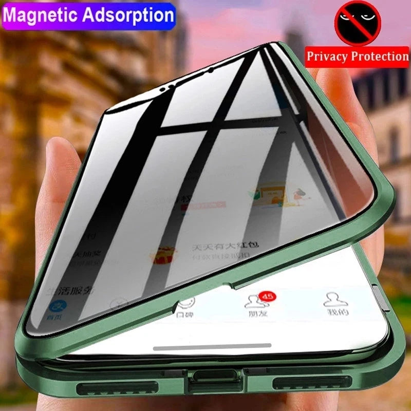 Anti Peeping Metal Phone Case For Samsung Galaxy S25 S24 S23 S22 Ultra Plus 360 Degree Privacy Protection Magnetic Phone Cover