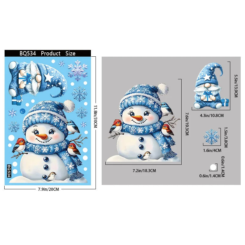 Merry Christmas Stickers Christmas Decoration 2025 Cartoon Snowman Santa Xmas Tree Claus Window Glass Door Wall Stickers Gifts - YourGiftIdeasUK
