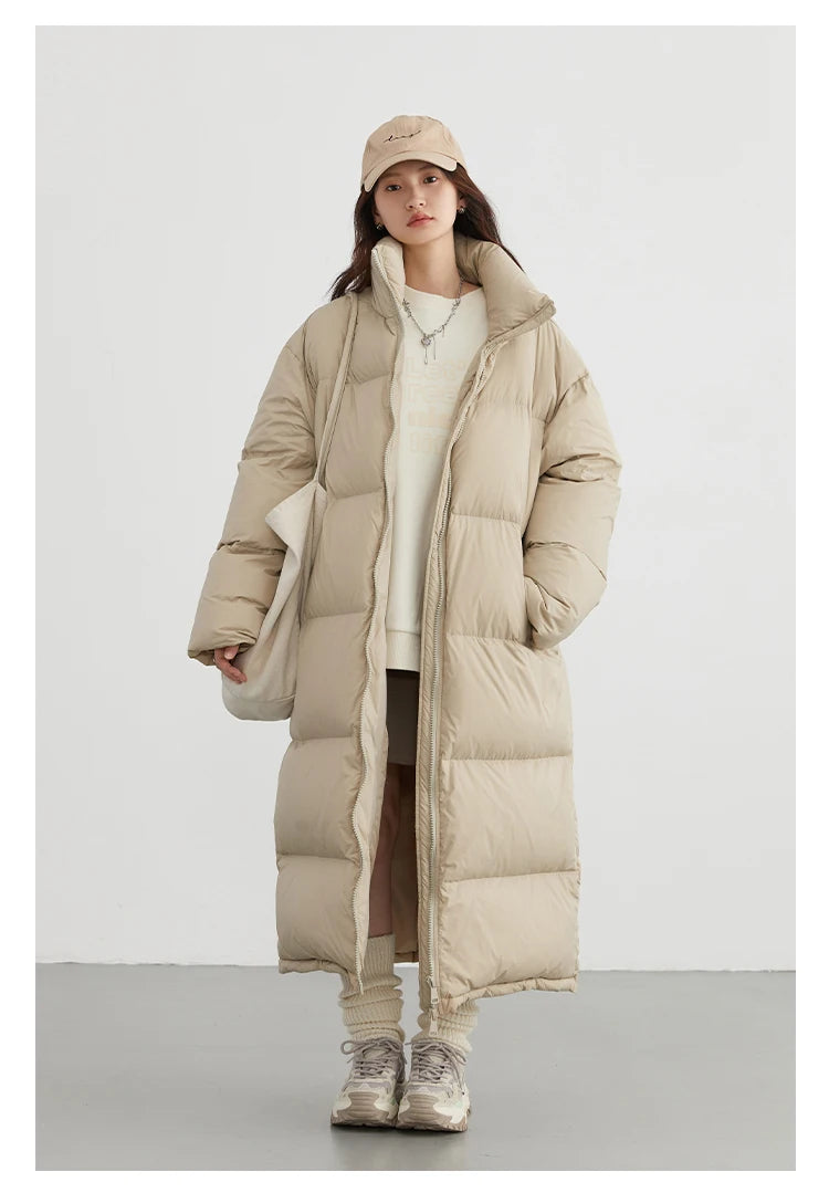 CHIC VEN Women Down Coats New Long Thick Warm Down Jackets Overcoat White Duck Down Loose Casual Jacket Autumn Winter 2023