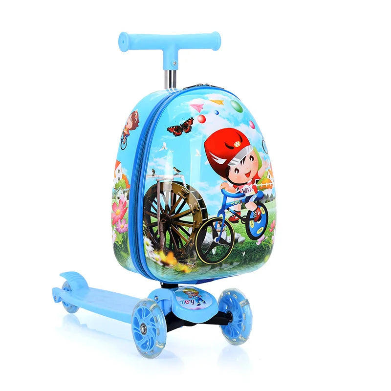 Children Travel Suitcase Cute Cartoon Skateboard Rolling - YourGiftIdeasUK