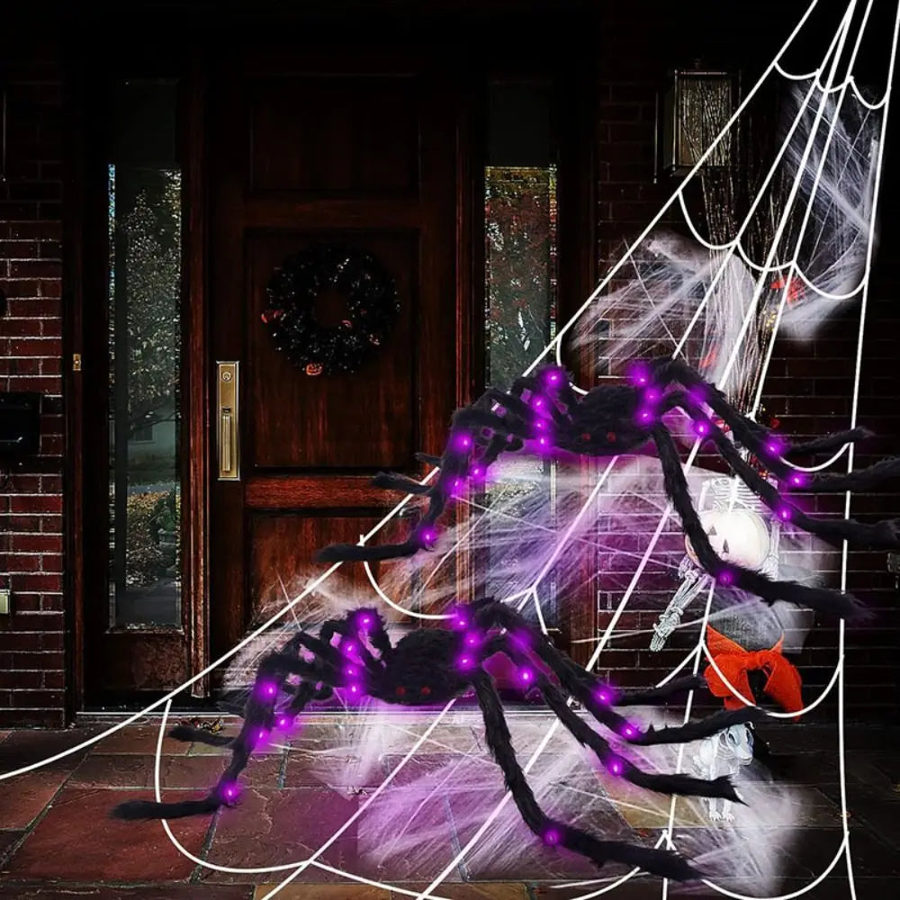 8 Modes Halloween Spider Web Lights Waterproof Glow LED Spider Net 5m Triangle Luminous Halloween Spider Indoor Outdoor - YourGiftIdeasUK