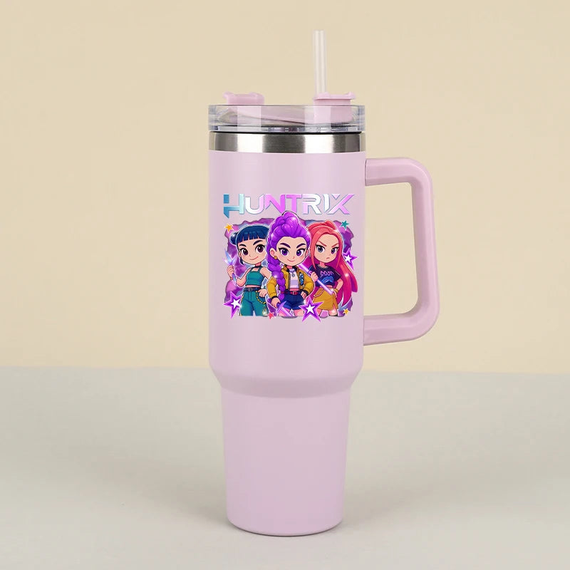 New K Pop Demon Hunters Water Bottles Kawaii Cartoon Water Bottle Girls Large Capacity with Handles Water Cup Birthday Gifts - YourGiftIdeasUK