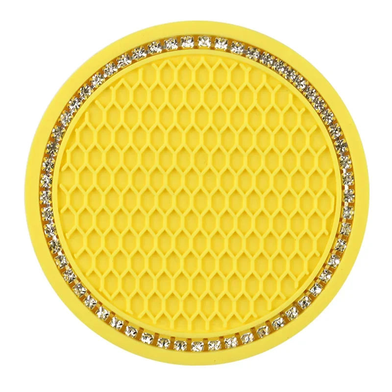 Car Cup Coasters for Cup Holder Universal Bling Diamond Water Bottle Holder Mat Anti Slip Insert Pad Auto Interior Accessories