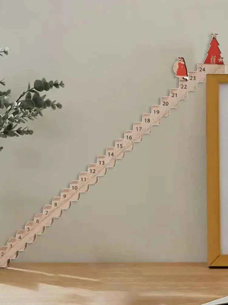 Santa Claus Countdown Calendar Wood Stairs Climbing Santa Christmas Advent Calendar Creative Wooden Xmas Countdown Decorations
