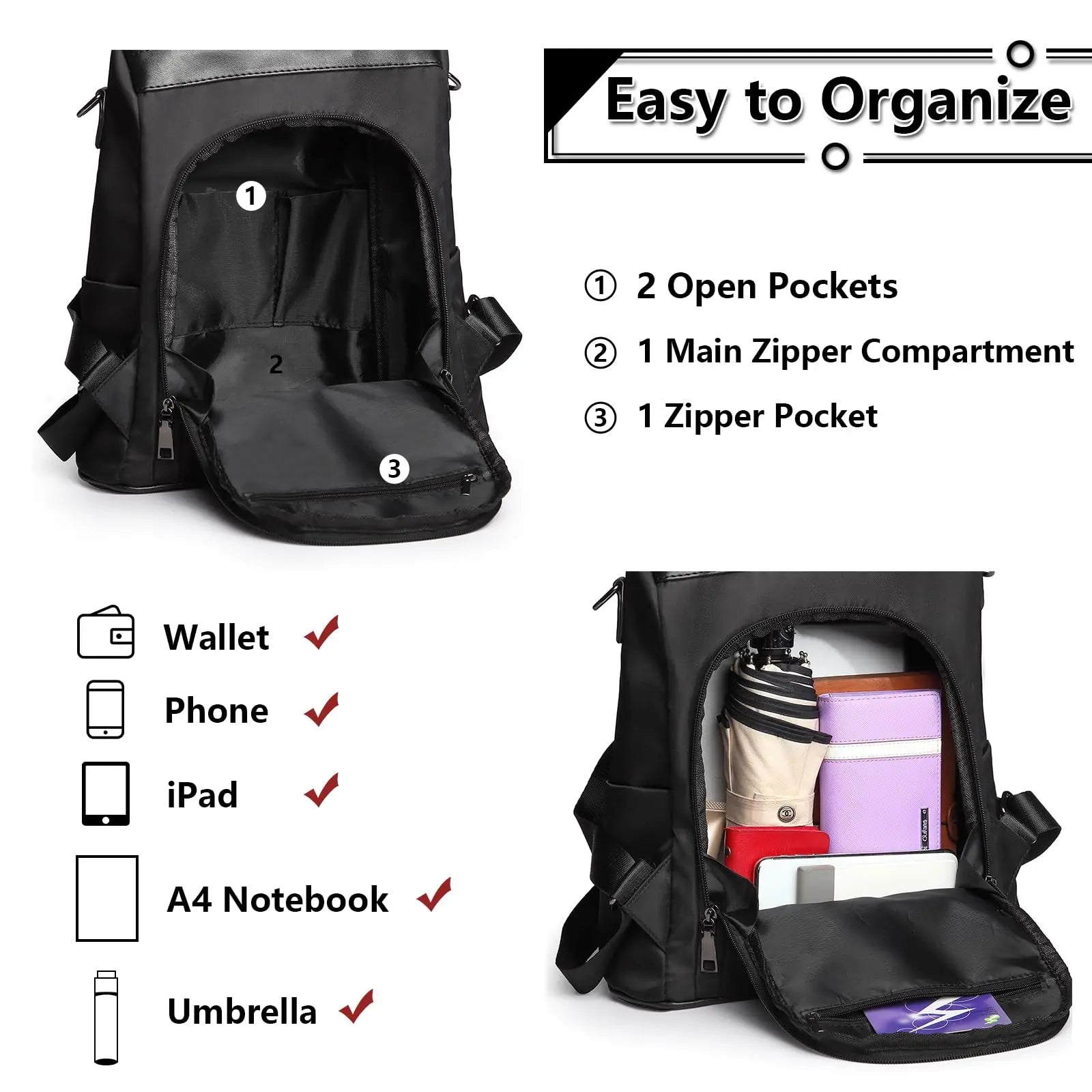 Miss Lulu Small Backpack Womens Anti Theft Nylon Rucksack Bag for Women Ladies Grils Travel