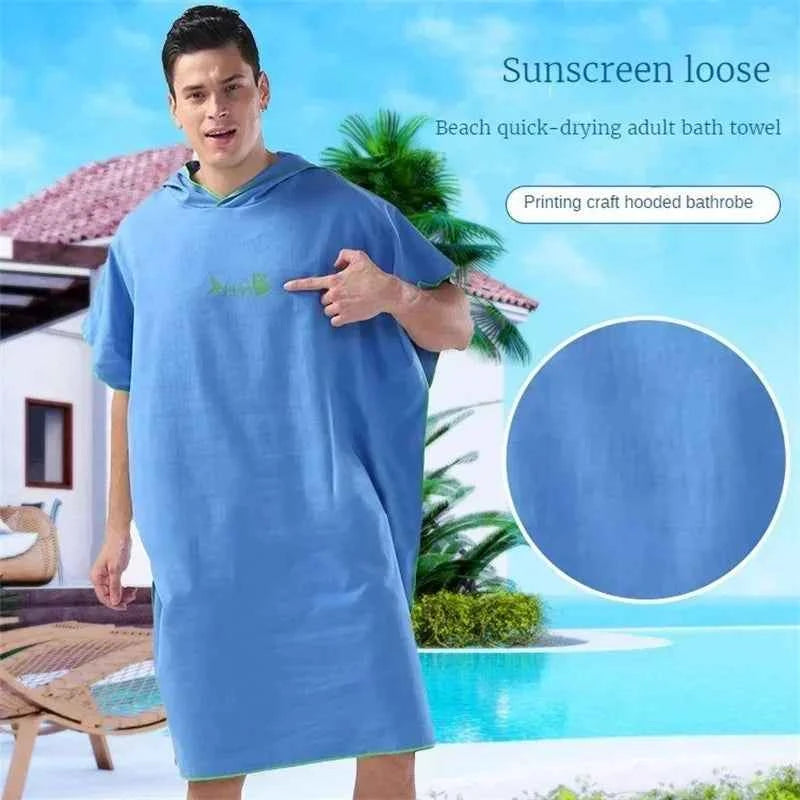 Microfiber Hooded Towel Men Women for Swim Beach Travel Quick Dry Changing Robe Cape Bath Towel Bathrobe Surf Poncho Sauna Play