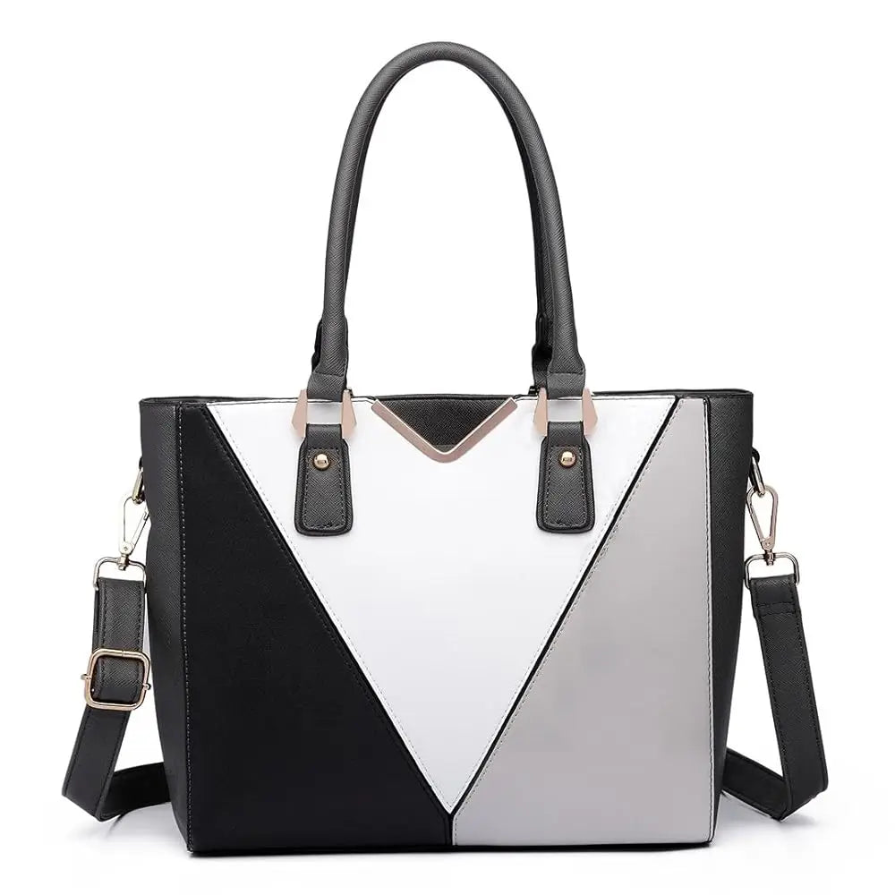 Miss Lulu Women's Lightweight Leather Look V-Shape Shoulder Tote Bag - Medium Handbag for Everyday Use