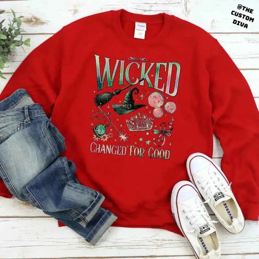 Wicked Changed for Good Sweatshirt Book Lover Gift Defy Gravity Sweatshirt Women Basic Tops Loose Vintage Fleece Sweatshirts