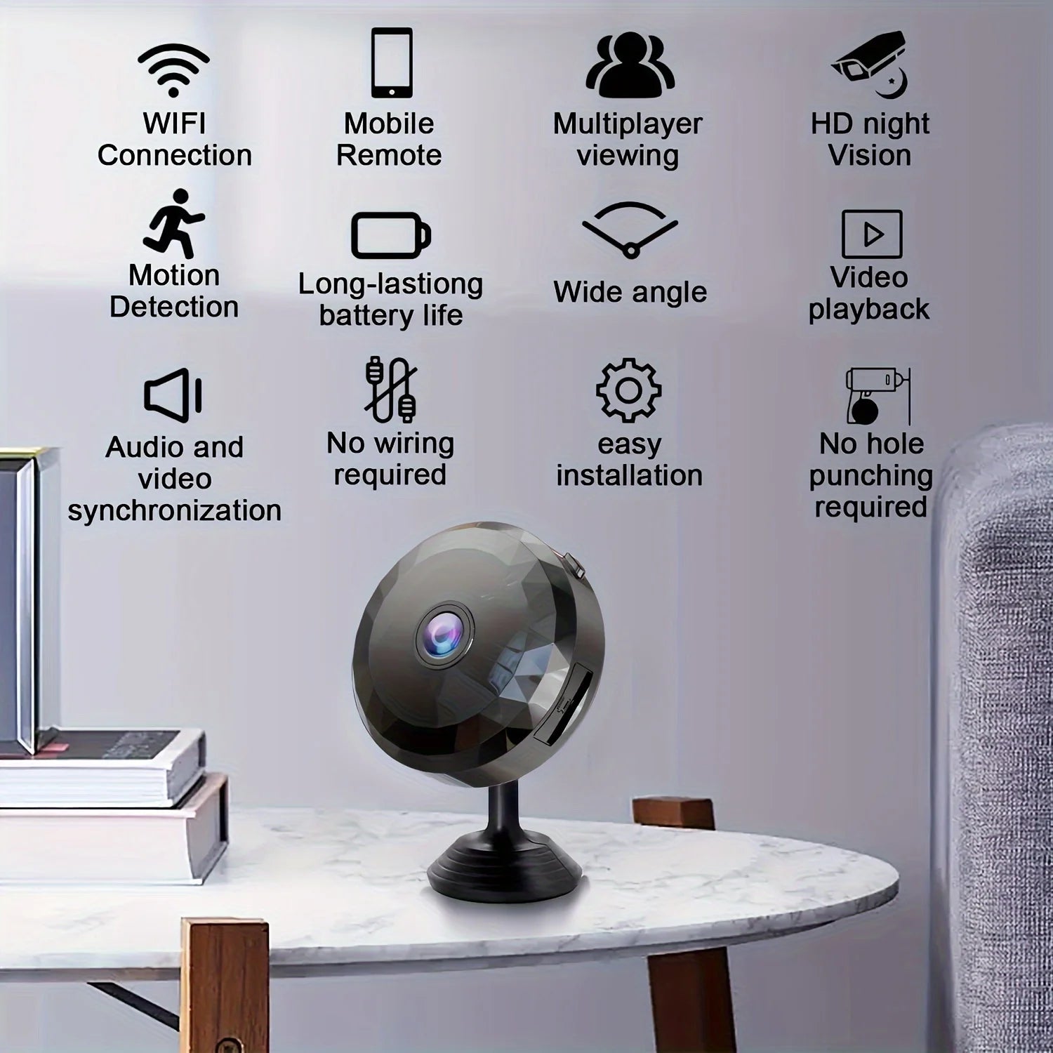 Wireless Mini WiFi Security Camera with Night Vision Motion Detection Rechargeable Battery Easy to Mount & App-Controlled - YourGiftIdeasUK