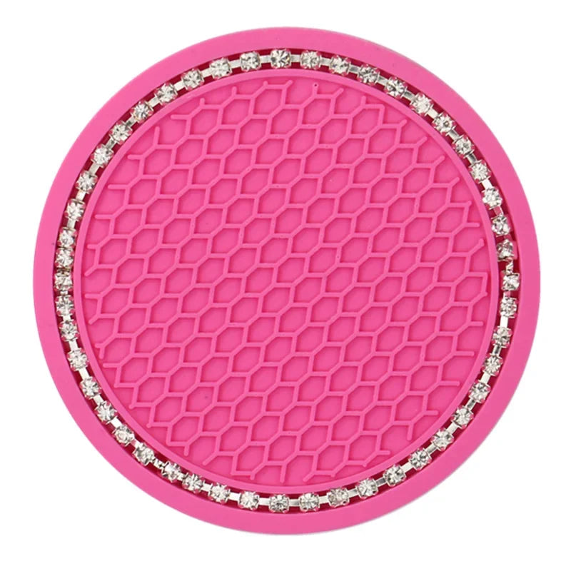 Car Cup Coasters for Cup Holder Universal Bling Diamond Water Bottle Holder Mat Anti Slip Insert Pad Auto Interior Accessories