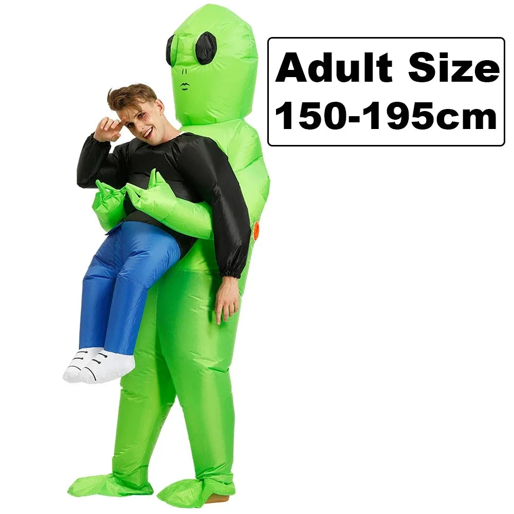 Kids Adult green ET Alien Inflatable Costume Anime Suits Dress Mascot Halloween Party Cosplay Costumes for Man Woman Boys Girls