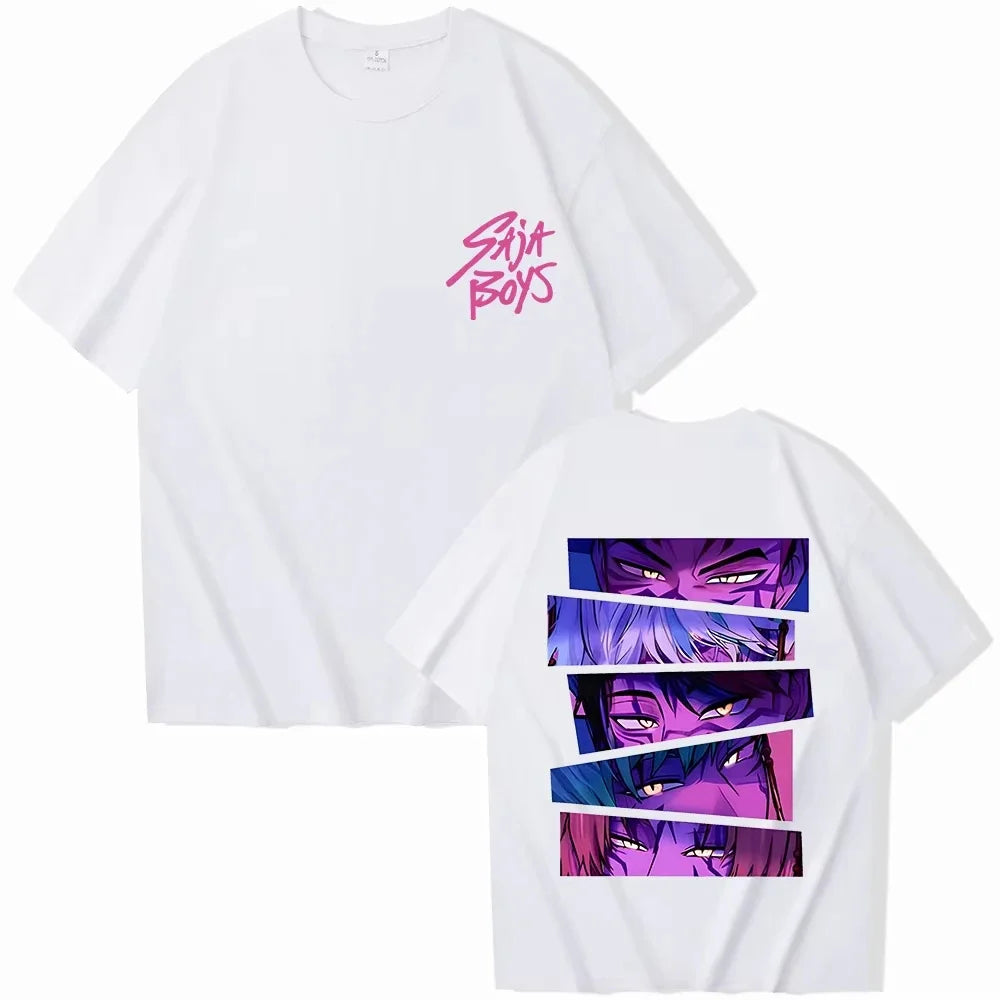 2025 Summer Kpop Devil Hunter Saja Boy T-shirt KPop Demon Hunters Casual Anime Cotton T-shirt Top Suitable Men Women