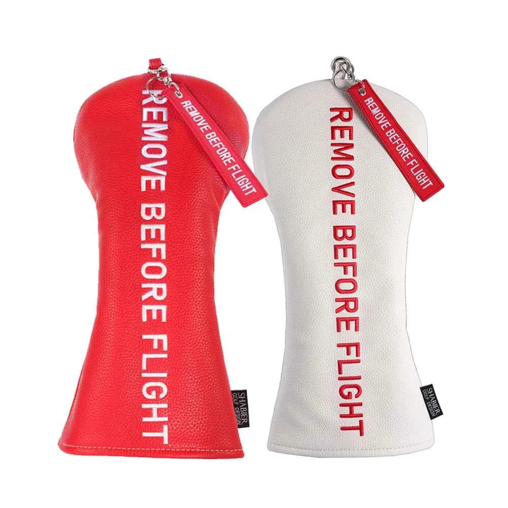 Red Remove Before Flight Synthetic Leather Golf Headcover Square Large Mallet Blade Putter Headcover 460CC Driver covers