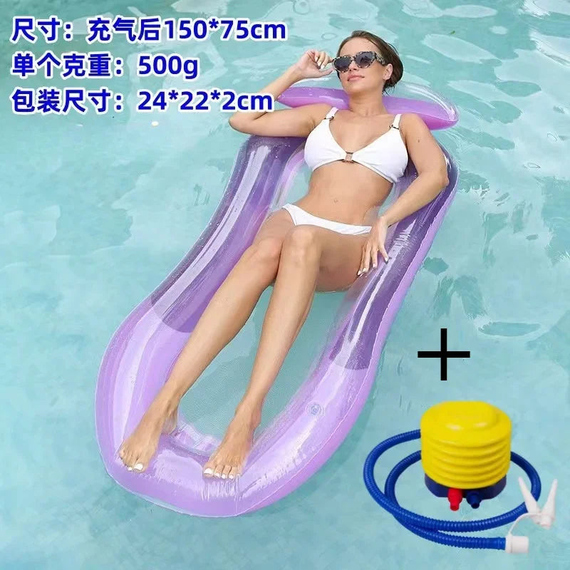 Inflatable Floating Lounger Portable Water Recliner Hammock Sleeping Bed Swimming Mattress Pool Party Toy Lounge Bed