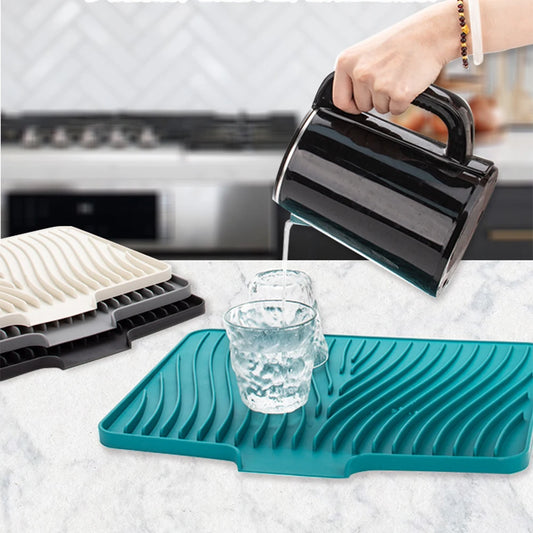 Kitchen Silicone Dish Drying Mat Heat Resistant Draining Tableware Dishwaser Durable Cushion Pad Dinnerware Table Mat Placemat