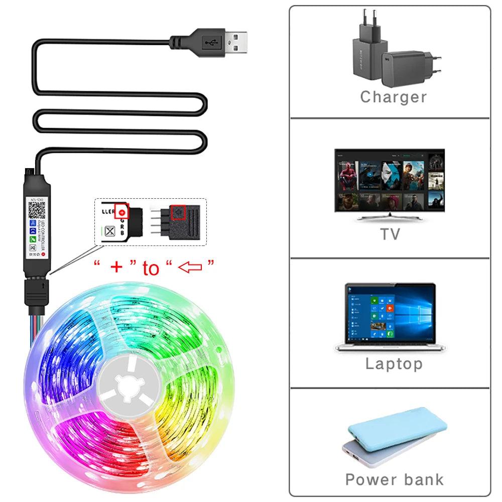 RGB Led Strip Lights 5m 10m 20m 30m Led Room Light with APP Control Flexible Ribbon Luces Led Tape for Room Bedroom Decoration - Your Gift Ideas