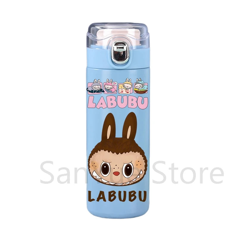 400Ml Water Bottle Cartoon Printed Thermos Cup Pocket Stainless Steel Thermal Coffee Mug Vacuum Insulated Flask Cup Kid Gift