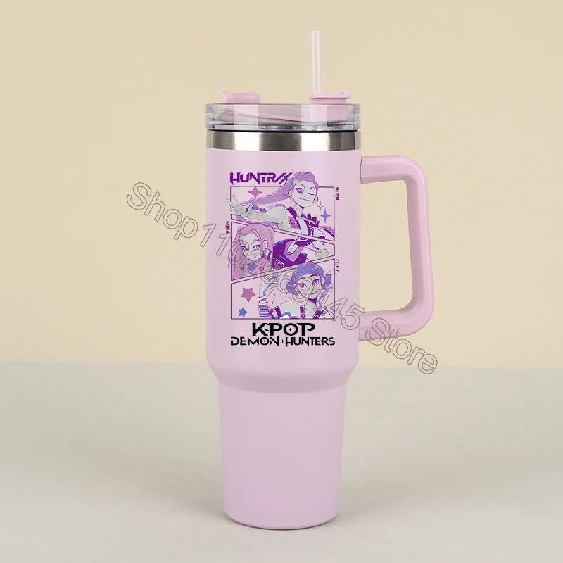 New K Pop Demon Hunters Water Bottles Kawaii Cartoon Water Bottle Girls Large Capacity with Handles Water Cup Birthday Gifts - YourGiftIdeasUK