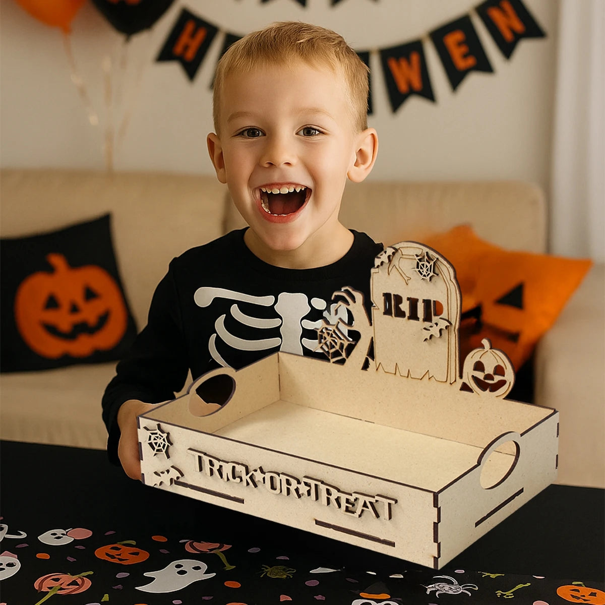 Halloween Wooden Candy Tray - YourGiftIdeasUK