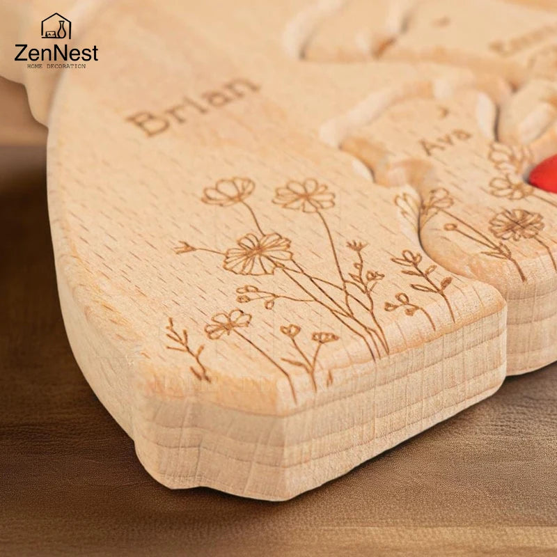 Artistic Wooden Puzzles, Little Bear Family Personalized Name Puzzles, Christmas Gifts, Home Tabletop Decorations