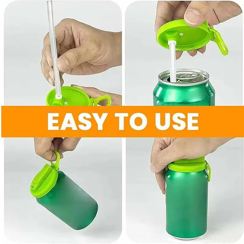 Coca Cola Can, Straw Cup Lid, Reusable, Sealed, Dustproof, Suitable For Beer Soda Can, Household Kitchen, Drinking Water Tool - Your Gift Ideas