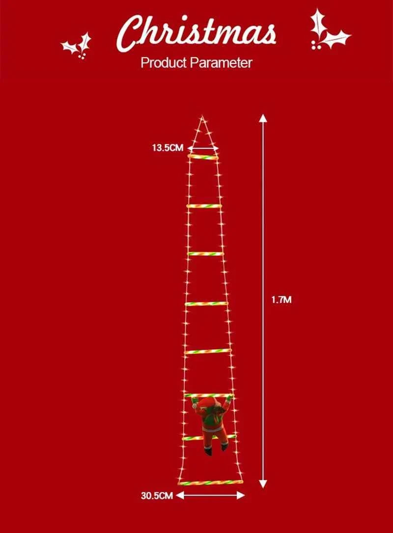 1/3M Santa Claus Climbing Ladder String Lights USB 8 Modes LED Lamp Christmas Decoration For Garden Cristmas Tree New Year Gift